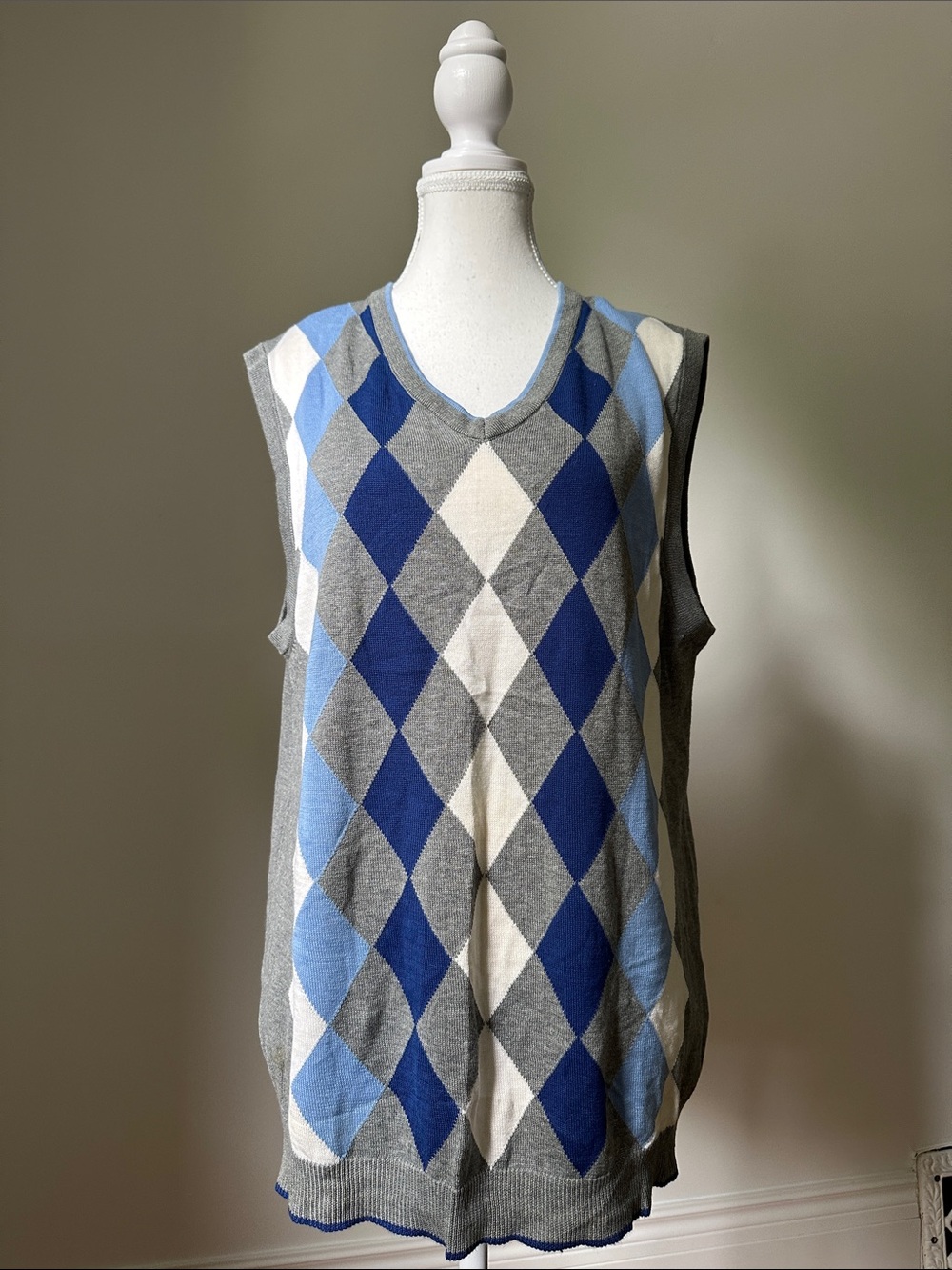 LE‎ CHATEAU Y2K Silk Cotton Argyle Preppy Academia Office Sweater Vest Small